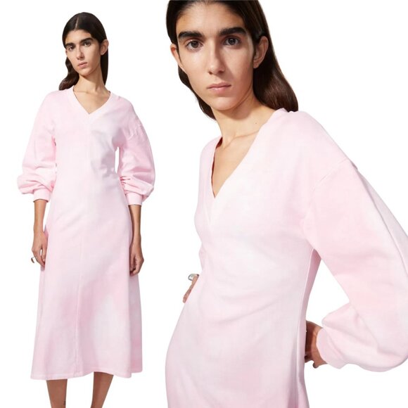 Rodebjer Gisele Organic Cotton Blend Tie-Dye Fleece Dress, Pink - Size Medium - Picture 1 of 10